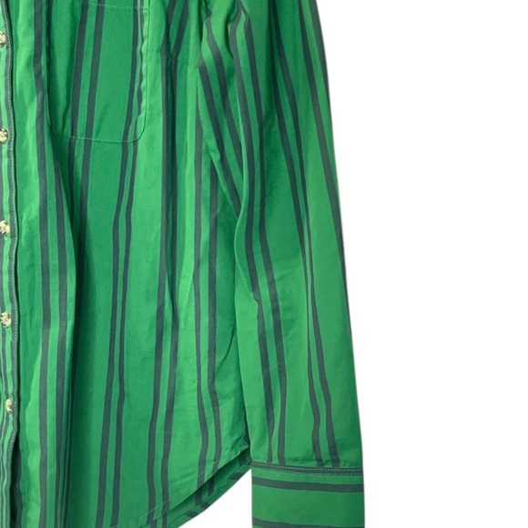 Maeve Anthropologie Striped Button Down Shirt Womens 6 Green Blue Cottagecore - Picture 6 of 10